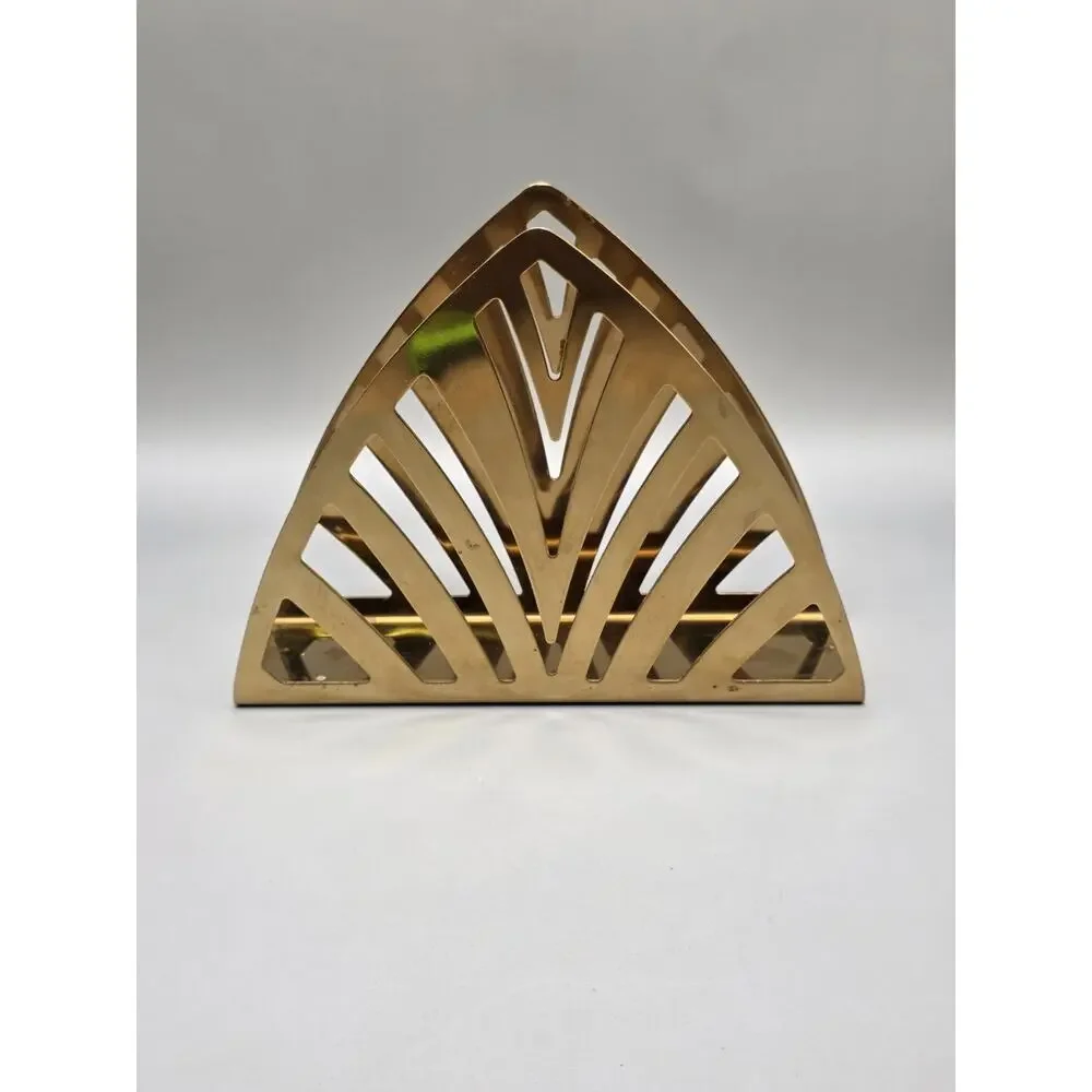 IKEA Napkin Letter Holder Brass-Tone MCM Art Deco Hollywood Regency Triangle